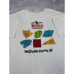 Vtg Winston Racing Shirt Mens XL White‎ Pocket WoZhawa Festival 1992 tobacco